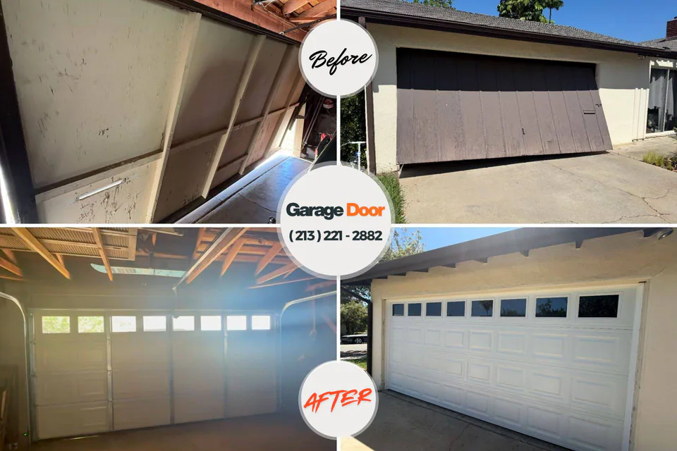 Before and after: garage door repair Freeport, NY